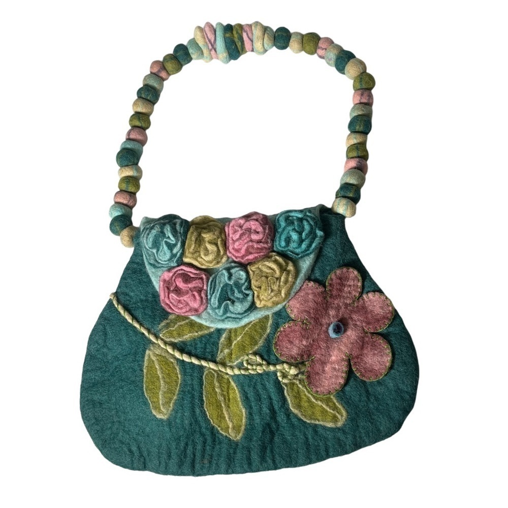 Rising Tide 100% Wool Floral Purse